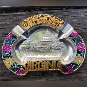 Vintage Williamsburg Virginia State metal souvenir plate ash tray nostalgic